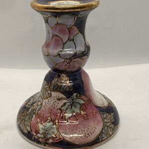 Vintage Toyo Porcelain Hand Painted Candle Stick Holder, 4.25"
